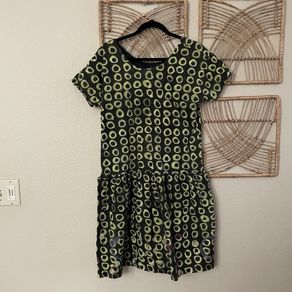 Kim Messier Art to Wear Dress Pockets Hawaii Lagenlook Unique Artsy Whimsy‎ S B6